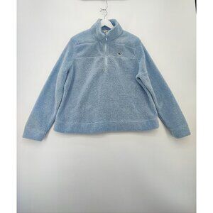 Vineyard Vines Women's Sherpa Fleece Blue 1/4 Zip Pullover Size XL